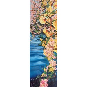 Fauzia Khan, Composition of Flowers 1, 14 x 47 Inches, Oil on Canvas, Floral Paintings, AC-FK-037